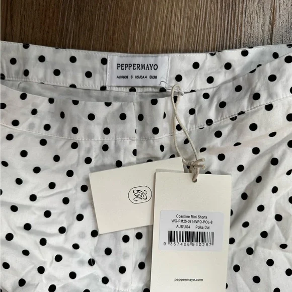Peppermayo Black and White Polka Dot High Waist Shorts (Coastline Mini Shorts) - Picture 5 of 6